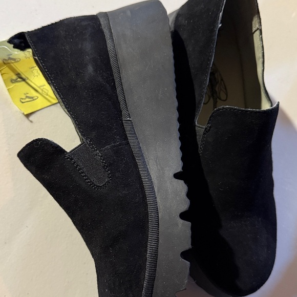 FLY LONDON Women's Black Slip-On Platform PECE406FLY KID SUEDE BLACK,Size 6.5 - Picture 5 of 7